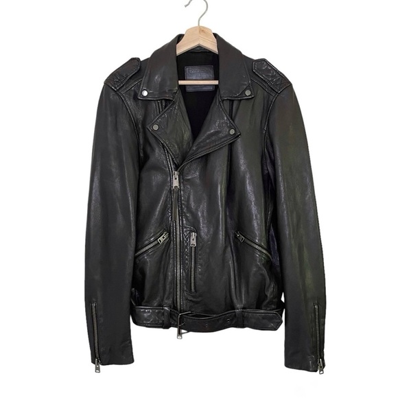 AllSaints Kahawa Leather Biker Jacket Small - Picture 5 of 16